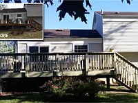 <b>Removed and hauled existing railing, stair and deck boards. We installed a new pressure treated wood deck.</b>